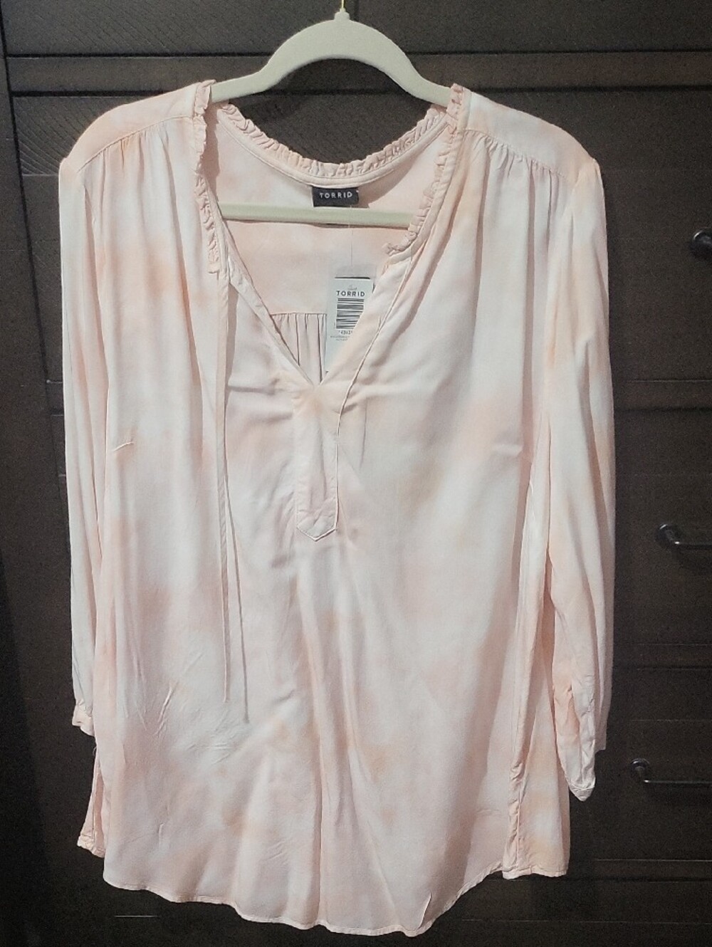 Tie-Dye Peasant Blouse - Light Peach by Torrid